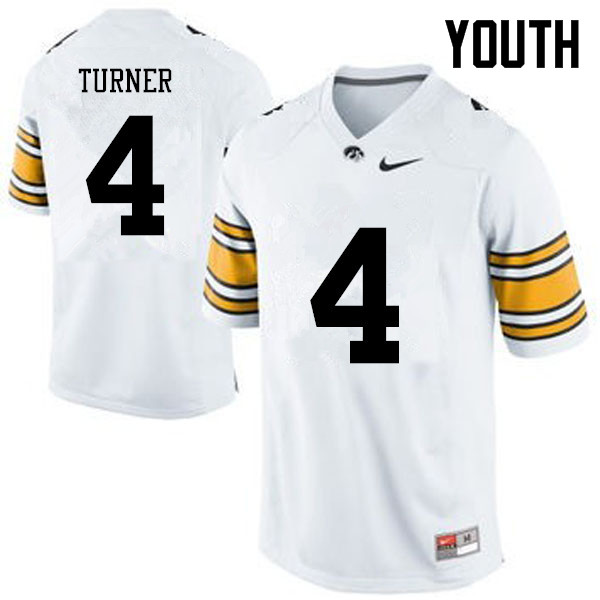 Youth Iowa Hawkeyes #4 Josh Turner College Football Jerseys-White - Click Image to Close